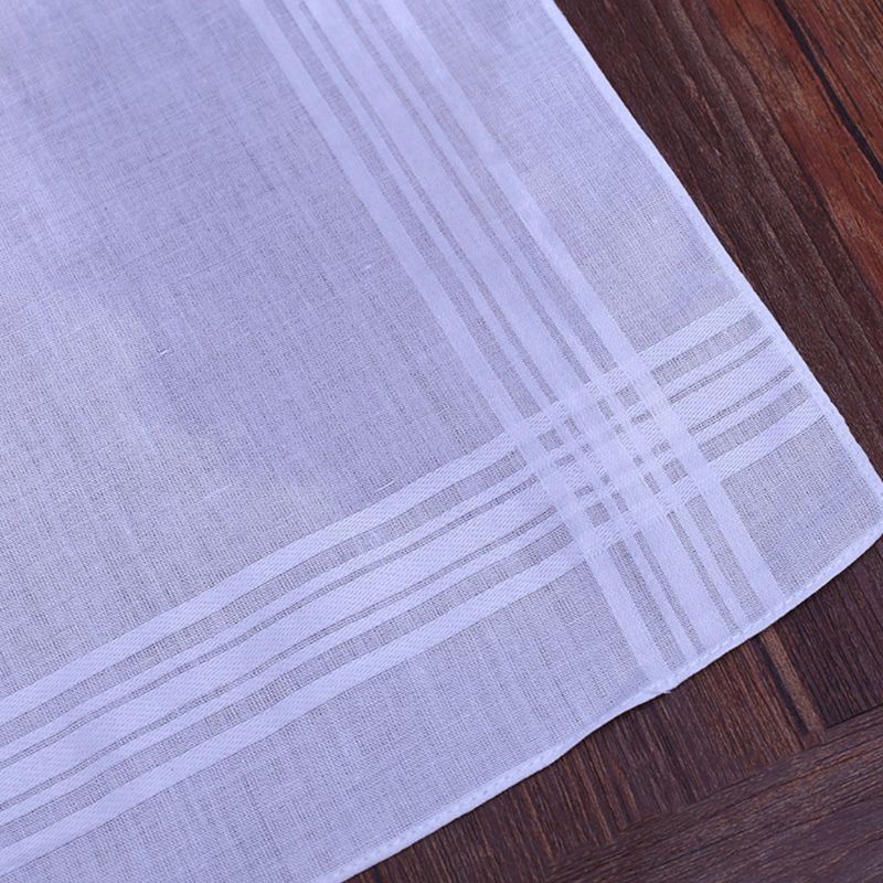 Khăn Tay Cotton Trắng Họa Tiết Sọc Cổ Điển 40x40cm