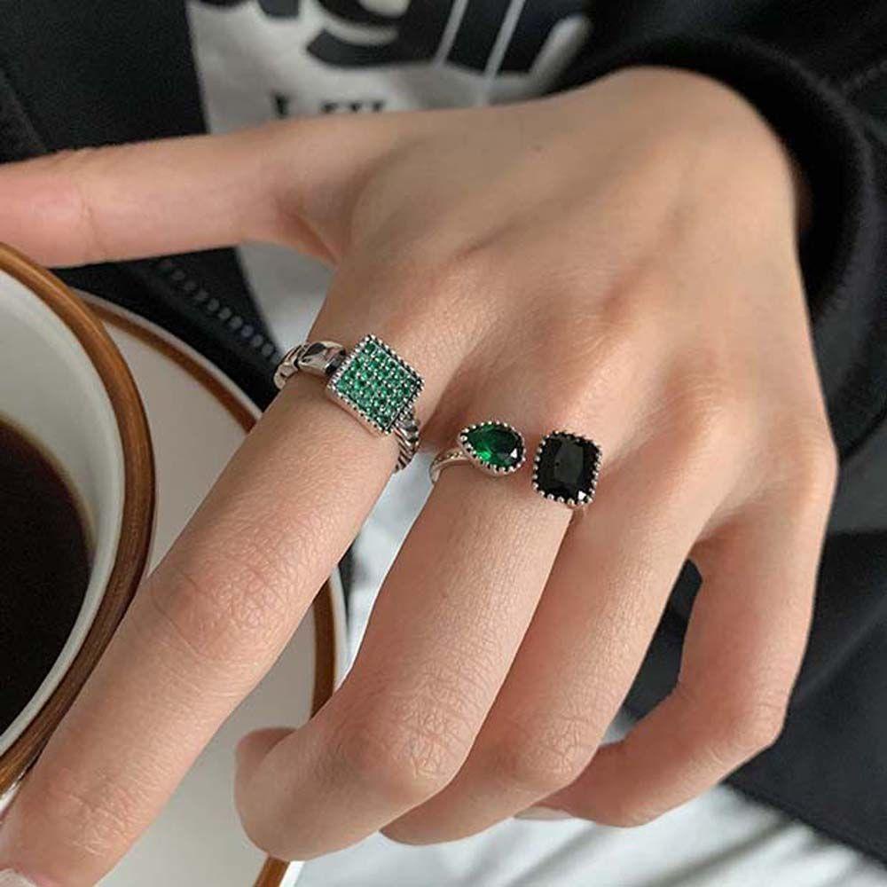 Nhẫn Hở Họa Tiết Hình Học Bằng Kim Loại Sáng Bóng Thời Trang