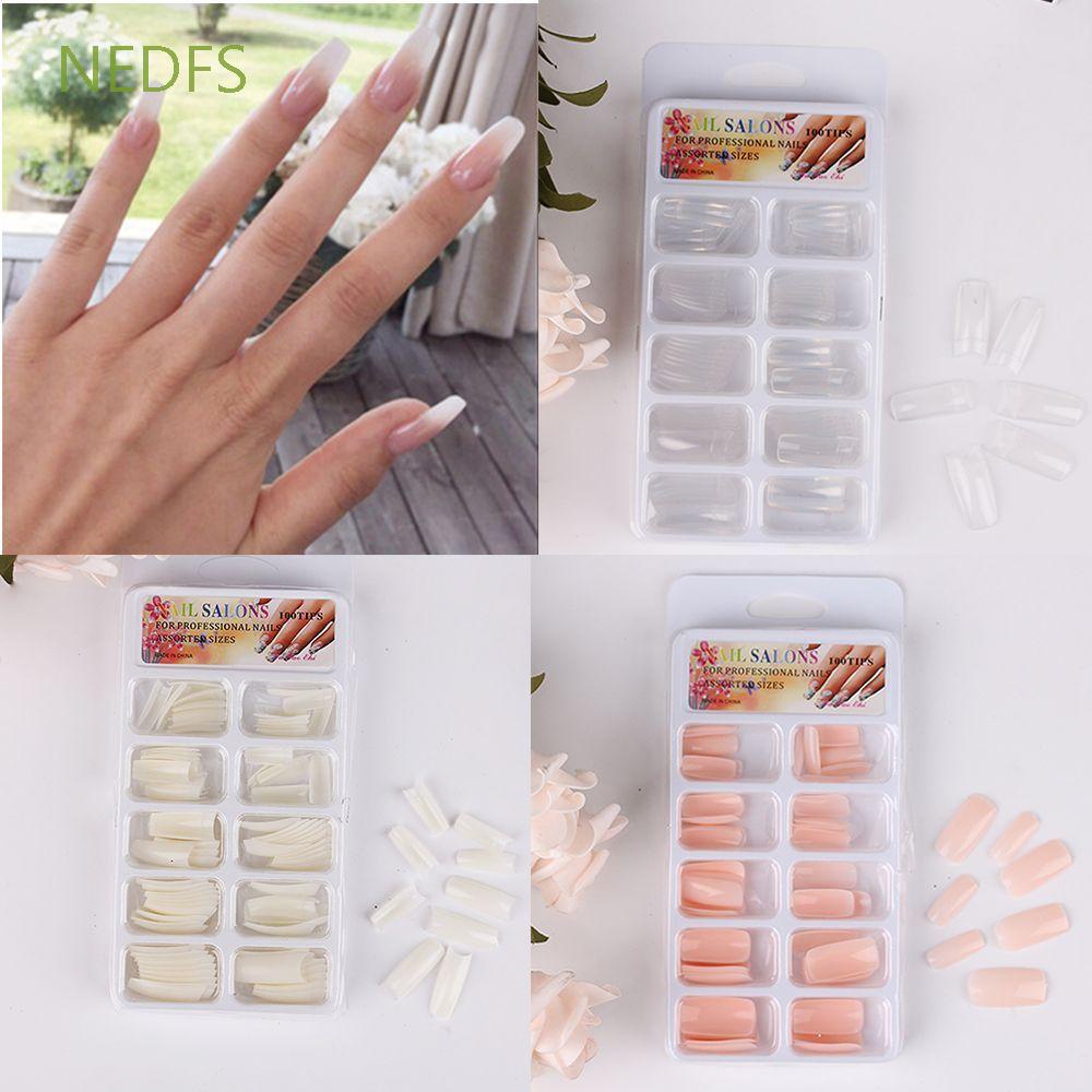 Set 100 móng tay giả ba màu tùy chọn trang trí tự nhiên