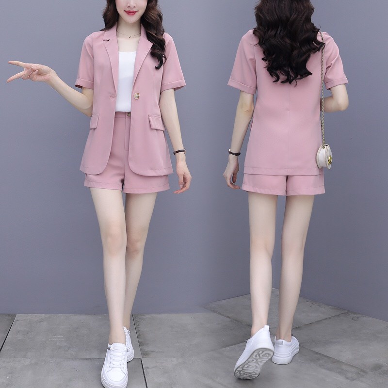 Bộ vest hồng chất tuyết mưa cao cấp thích hợp mặc đi công viêc đi chơi dự tiếc NOWSTORE 367