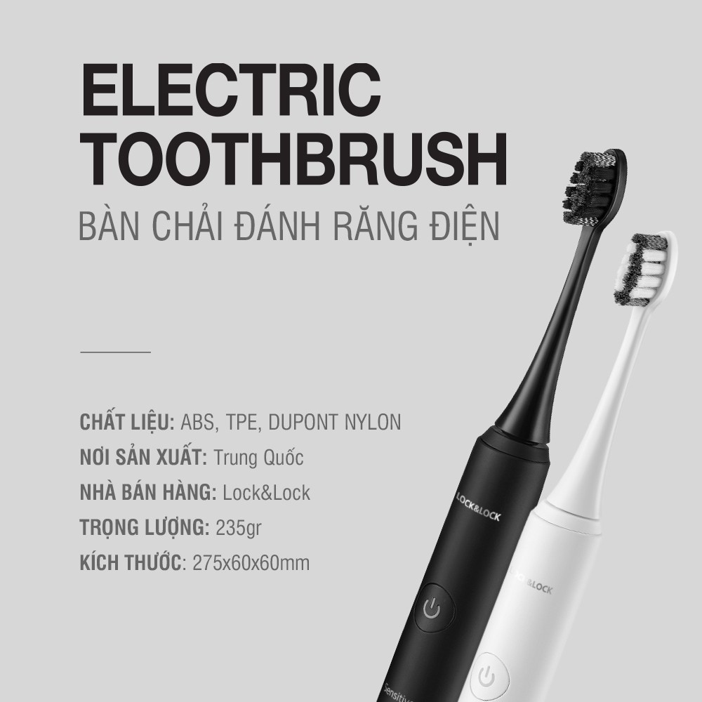 Bàn chải đánh răng điện Lock&Lock sạc không dây ENR346 có đầu chải thay thế - BABYHOPSG