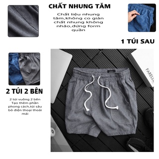 Quần short nam chất nhung tăm nam form basic, quần ngắn trên gối mát mẻ trẻ trung DANG KHOI 90