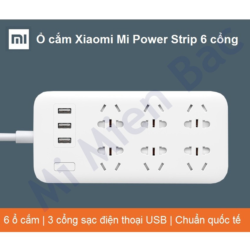 [CHÍNH HÃNG] Ổ cắm Xiaomi 6 cổng 3 usb Mi Power Strip - CXB61QM-1QM – BH 6 Tháng – Mi Miền Bắc