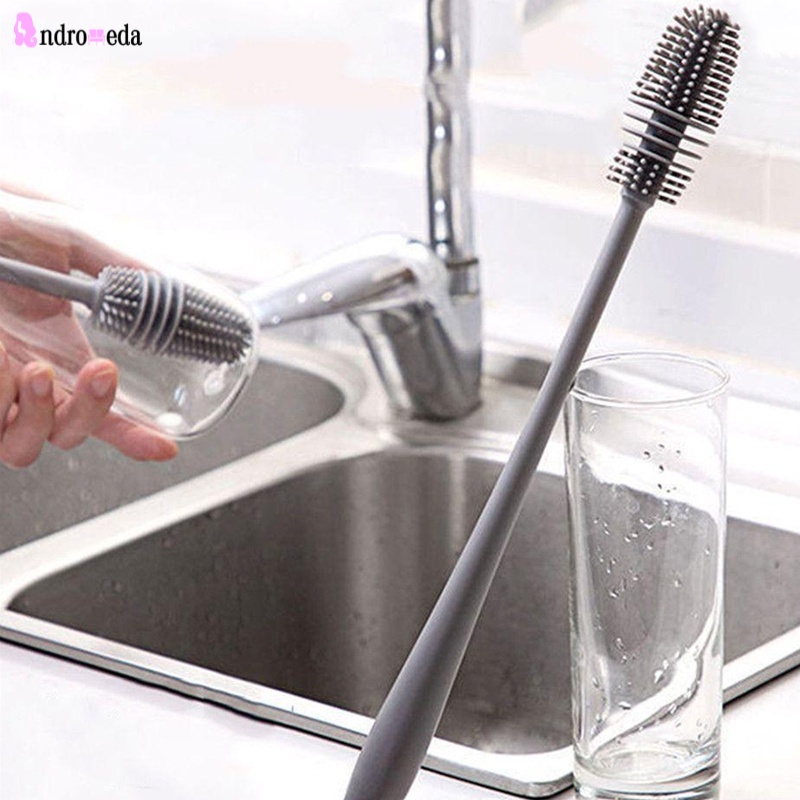 Cọ silicon mềm tay cầm dài 360 độ đa năng để rửa ly tiện lợi