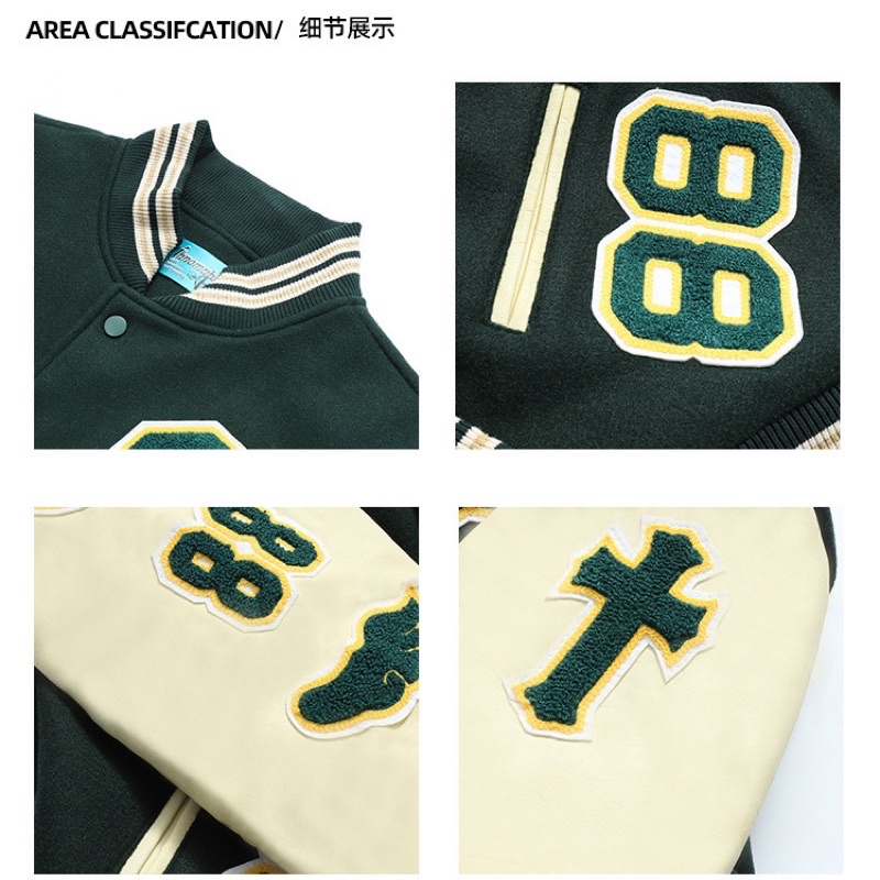 ÁO KHOÁC VARSITY G88 MÀU XANH LÁ CHẤT DẠ PHỐI TAY DA PHONG CÁCH HÀN QUỐC HOTTREND 2022