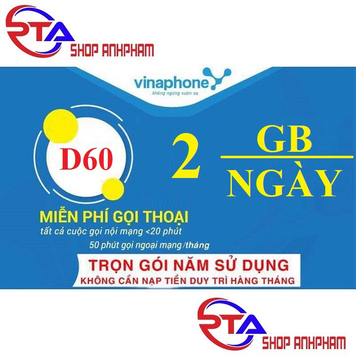 Sim Vinaphone trọn gói 12 tháng (miễn phí 2Gb/ngày, 4Gb/ngày)