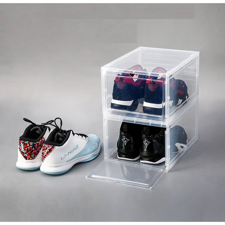 Hộp Đựng Giày Nhựa Cứng Sneaker Box Nắp Cửa Mở Nam Châm siêu chặt Tặng gói hút ẩm - Hàng xịn loại 1