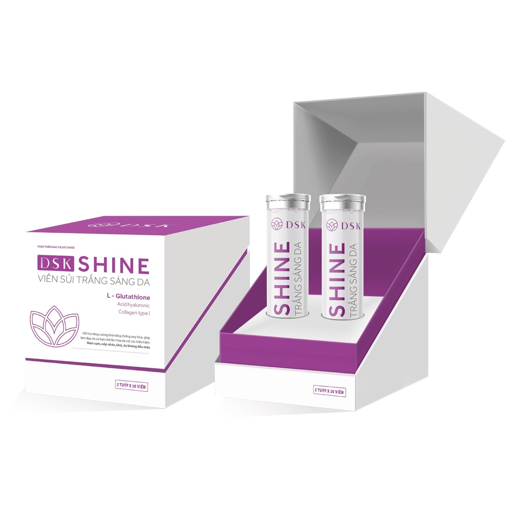 DSK Shine - Viên Uống Sủi Trắng Da , Sáng Da, Mờ Nám Vshine - Hộp 2 Tuýp