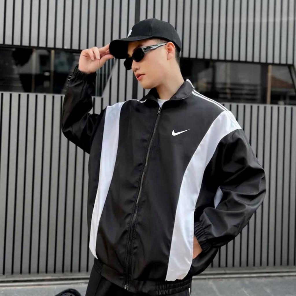 Áo khoác nam nữ, áo khoác gió Nike chất dù cao cấp 2 lớp xịn xò, phối tay độc lạ form chuẩn i hình 709 Bico Studio