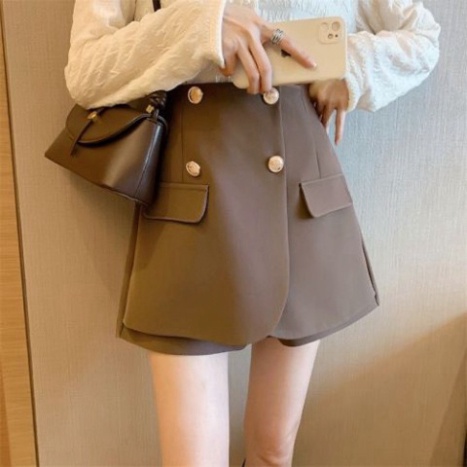 Quần Short nữ giả váy cạp cao co giãn, Quần váy chữ A phối khuy điệu đà kiểu hàn hàng quảng châu | BigBuy360 - bigbuy360.vn