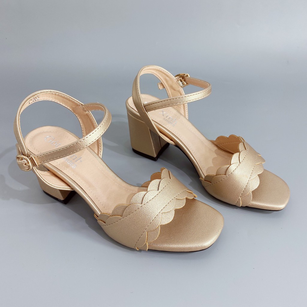 Giày sandal cao gót nữ GÓT XINH GD5 da mờ trụ vuông cao 5cm