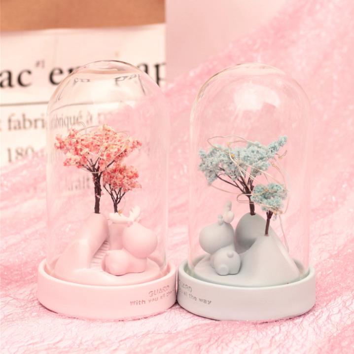 Đèn Trang Trí Lồng Cây Lá Xanh Và Hươu Đầu To Xinh Xắn