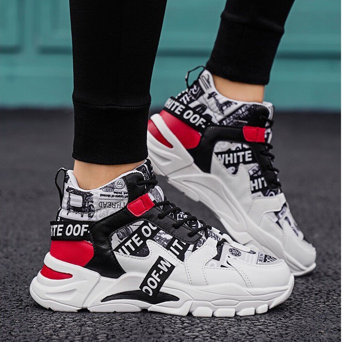 Giày cao cổ OFF White nam cực phẩm 2021 - Giày Sneaker cổ cao nam độn đế 5cm hot trend 2021