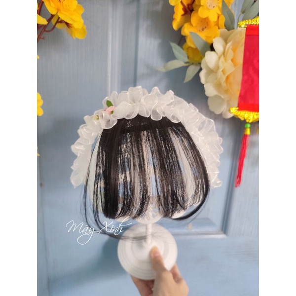 Băng đô cài tóc kèm mái đính hoa xinh cho bé