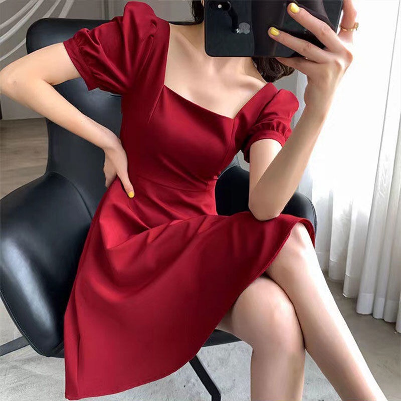 Đầm YEYA cổ vuông eo lửng phong cách cổ điển thời trang dành cho nữ
