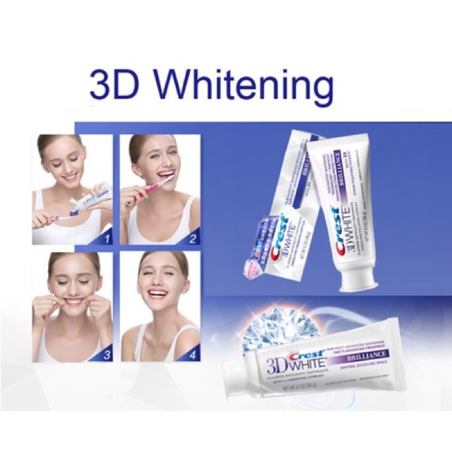 Kem Đánh Răng Crest 3D White Brilliance trắng răng / tẩy trắng răng vượt trội - Mỹ