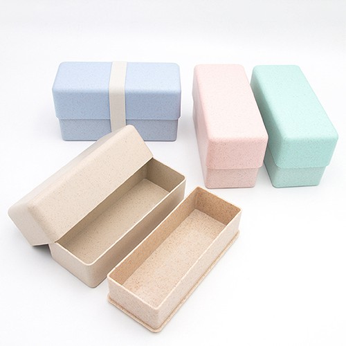 HCM - Hộp cơm lúa mì bento 2 khay thông minh xếp gọn 500ml