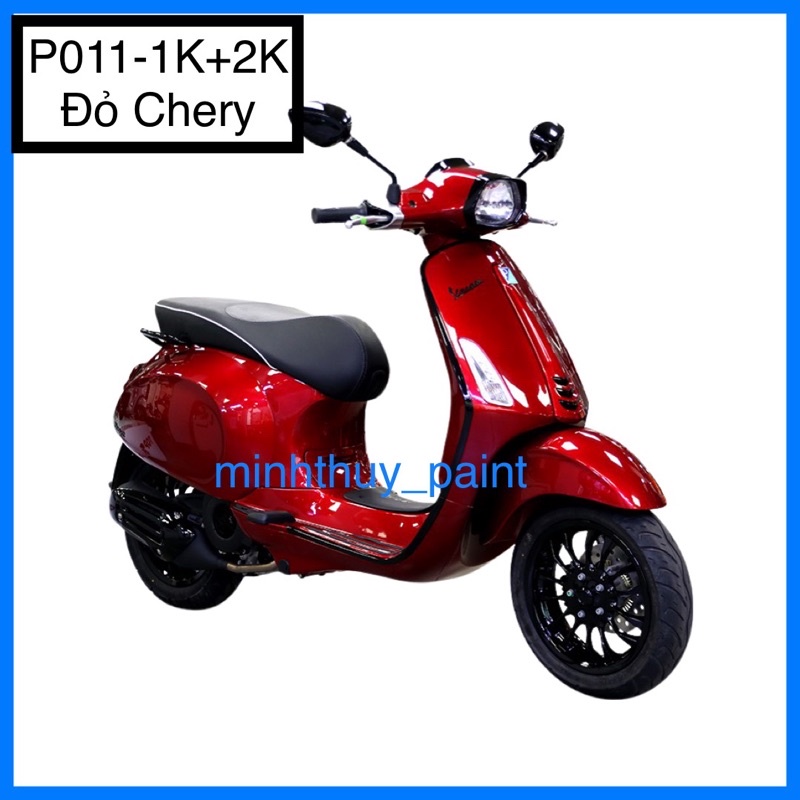 Sơn xe máy Vespa màu Đỏ Cherry P011-1K và P011-2K Ultra Motorcycle Colors