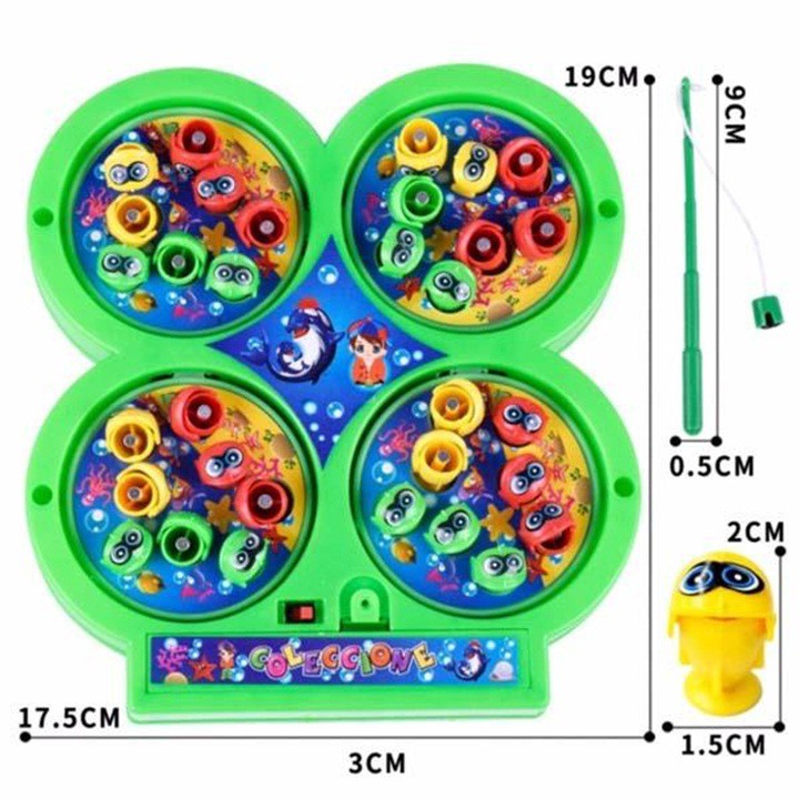 Bộ Đồ Chơi Câu Cá 4 Hồ Cho Bé - Đồ Chơi Câu Cá Vui Nhộn Có Phát Nhạc Và Hút Nam Châm