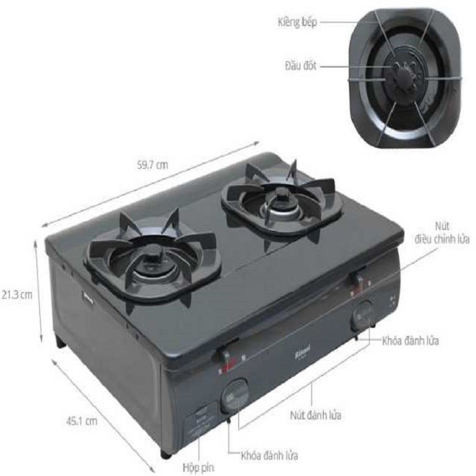 Bếp ga đôi Rinnai RV-4680 - Đánh lửa IC - Hàng chính hãng STORE