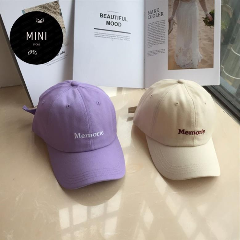 Mũ lưỡi trai thêu chữ Memorie nam nữ phong cách Hàn Quốc form Unisex Ministore68 M04 Đẹp