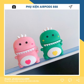 [Freeship - Ảnh Thật] Case Airpods Đẹp Khủng Long Trái Tim Chất Liệu Silicon Dẻo