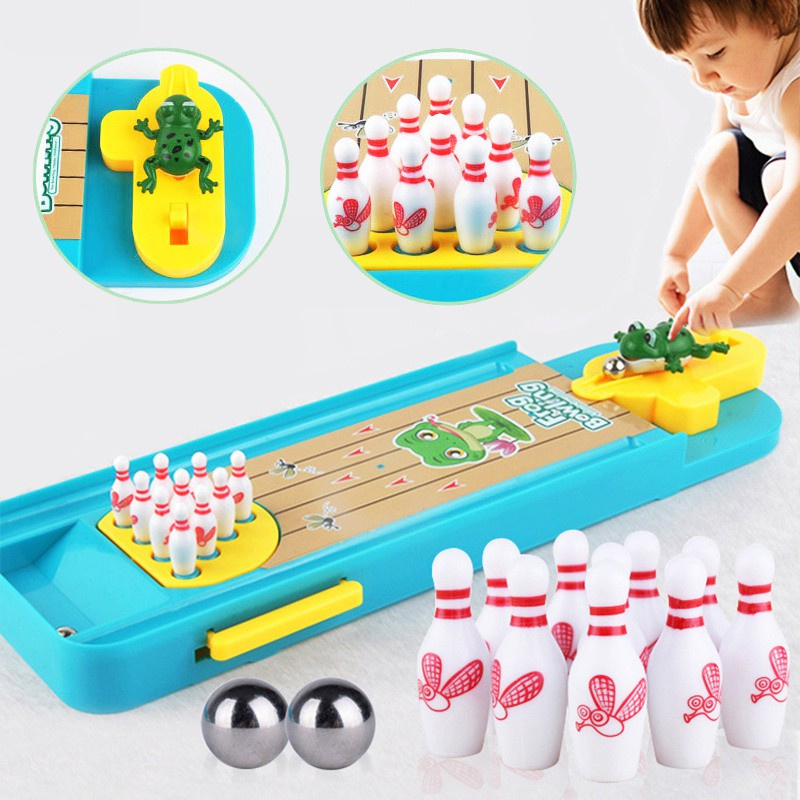 Bộ Đồ Chơi Bowling Mini Để Bàn Họa Tiết Hoạt Hình Thú Vị Cho Bé Trai