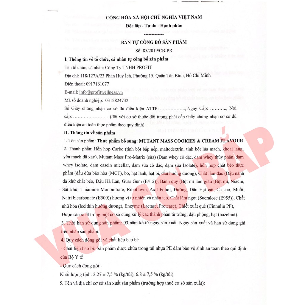 Sữa Tăng Cân Mutant Mass 15Lbs – 6,8kg