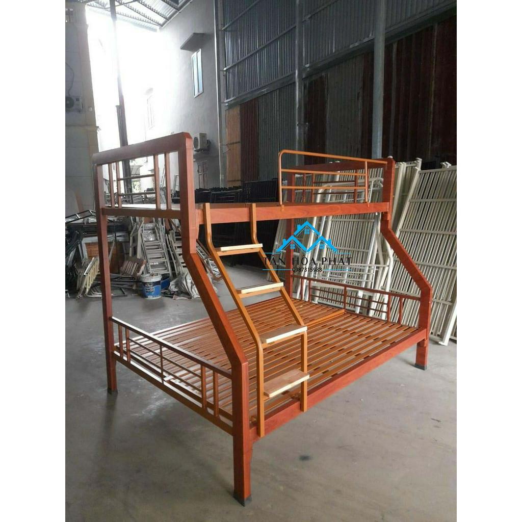GIƯỜNG 2 TẦNG SẮT HỘP SẮT 4X8 DÀY DẶN CHẮC CHẮN - 1M4X1M6 - GIÁ RẺ TẠI XƯỞNG HCM
