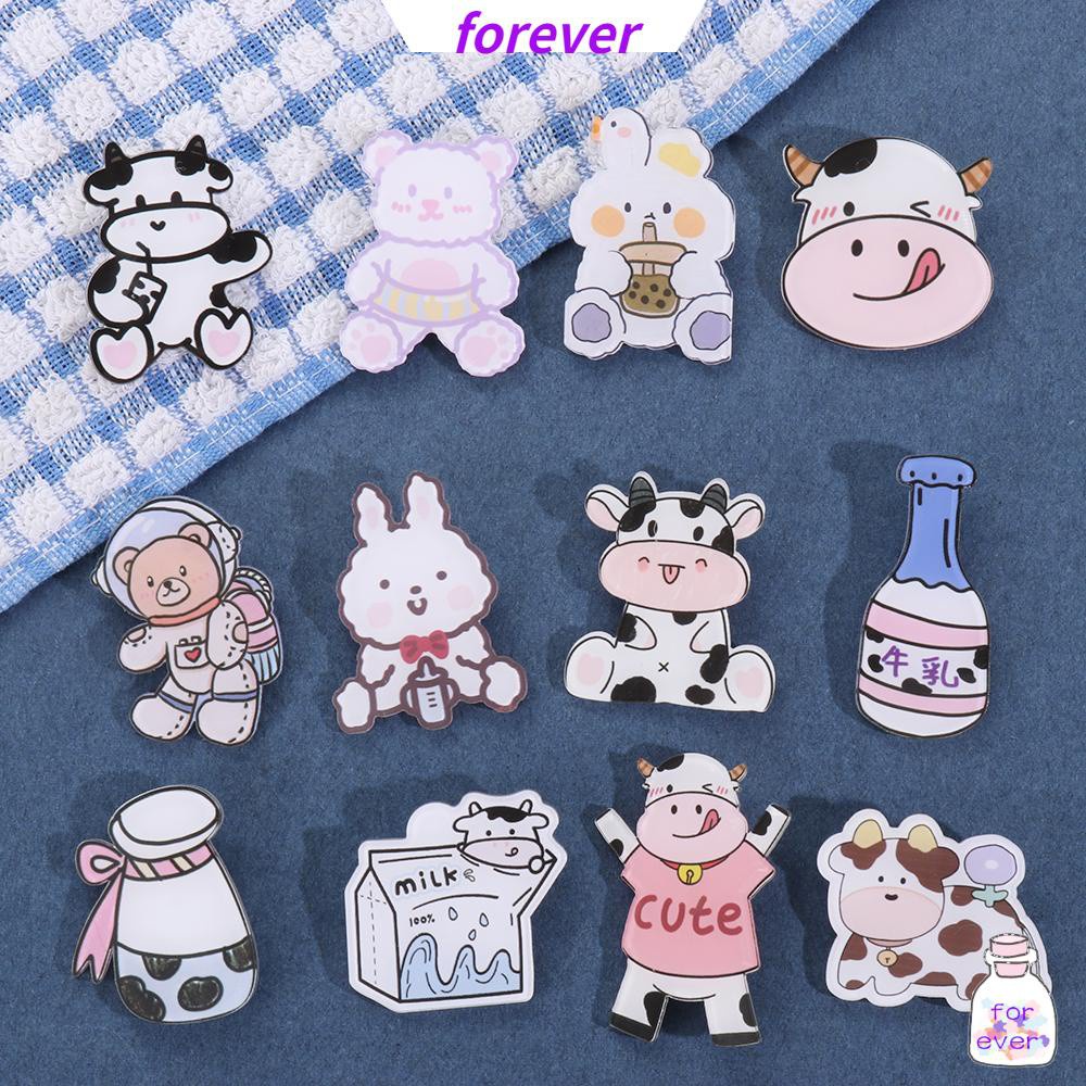 Huy Hiệu Cài Áo Hình Bò Sữa Hoạt Hình Sáng Tạo