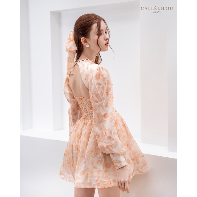 Caleelilou - Đầm tơ hoa mini Phoebee kèm dây buộc tóc