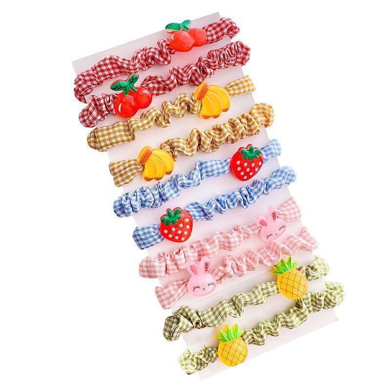 Set 5 cột tóc không đau scrunchies loại nhỏ hoạt hình, trái cây cho bé xinh xắn phong cách Hàn Quốc - selenshop