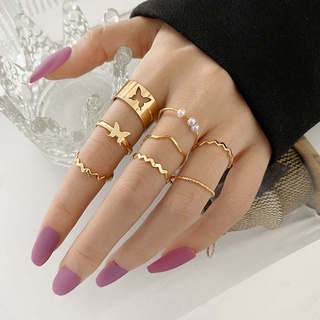 Set 8 Nhẫn Nữ Phong Cách Retro Thời Trang