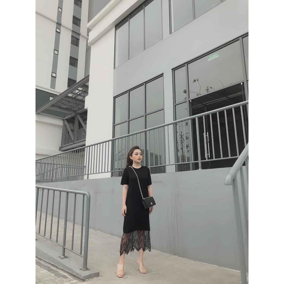 ♛♛♛ Váy xuông pha ren chất thun co dãn | BigBuy360 - bigbuy360.vn