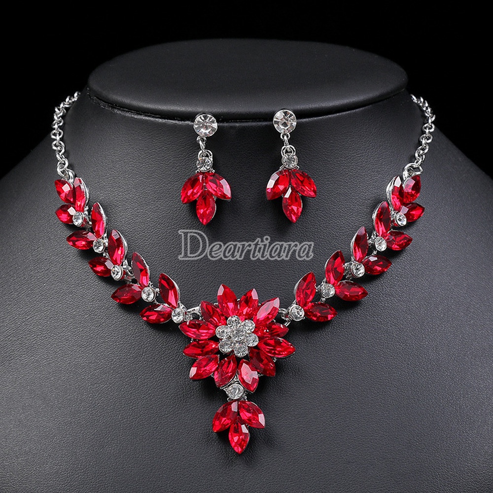 Set Vòng cổ Và Bông Tai Họa Tiết Màu Tương Phản Phong Cách Âu Mỹ Thời Trang