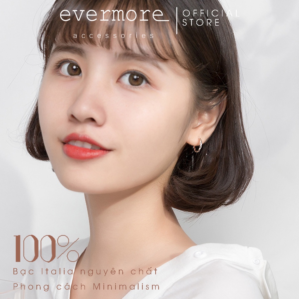 Bông tai bạc EVERMORE, khuyên tai vòng xoắn bạc ý 925 nguyên chất, phong cách minimalism, thanh lịch - H007