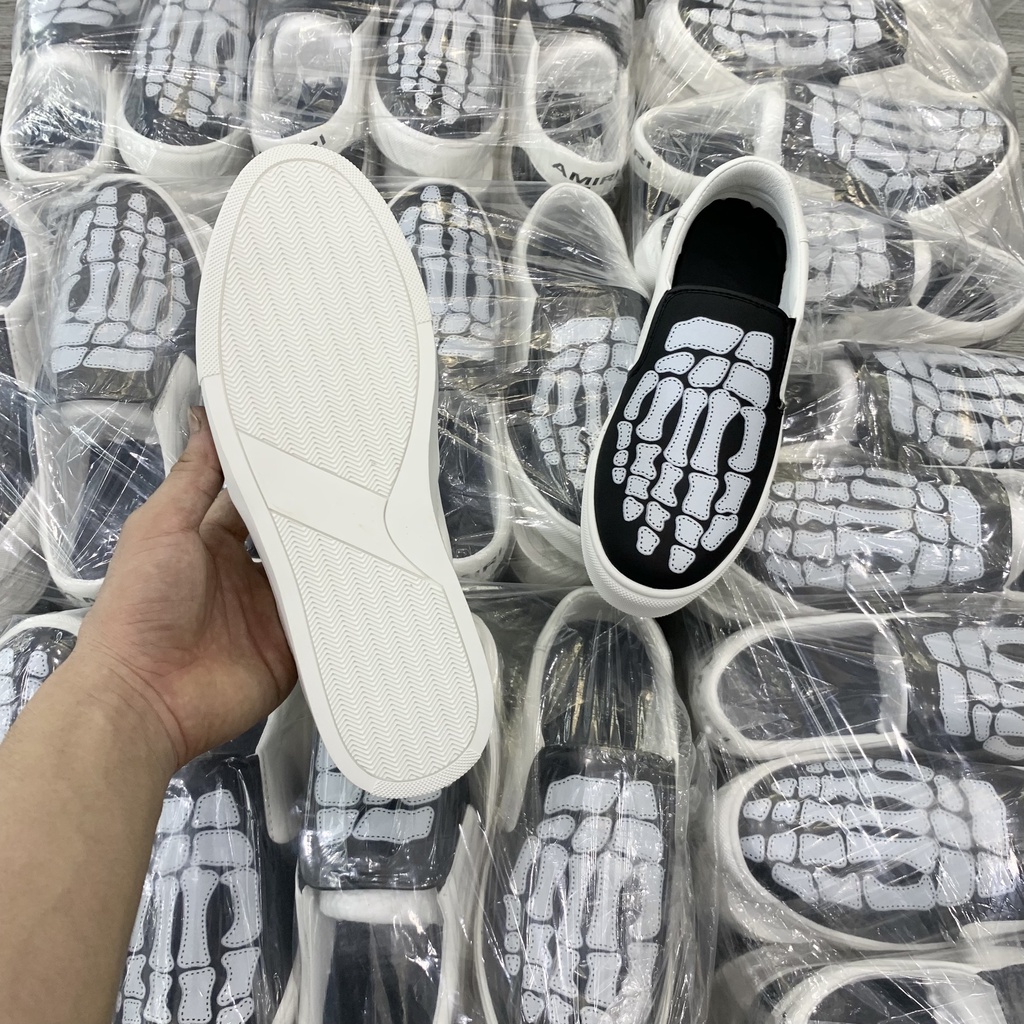 [Ảnh Thật] Giày Slipon Amiri Vải Phối Tay Xương Da GS23P