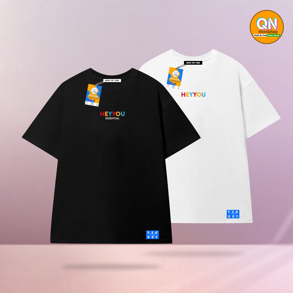 Áo thun nam nữ tay lỡ unisex form rộng Hàn Quốc HEYYOU 3 màu Siêu Đẹp áo phông basic tee hot trend A001 QN Clothing2