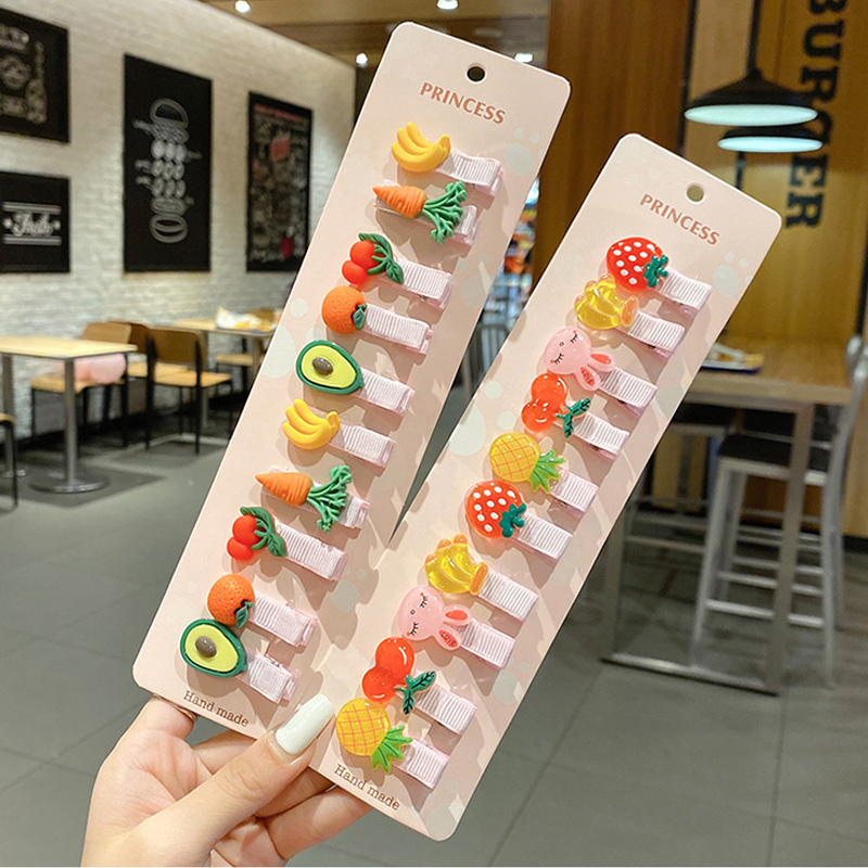Set 10 Kẹp Tóc Hình Hoa / Động Vật Dễ Thương Cho Bé Gái