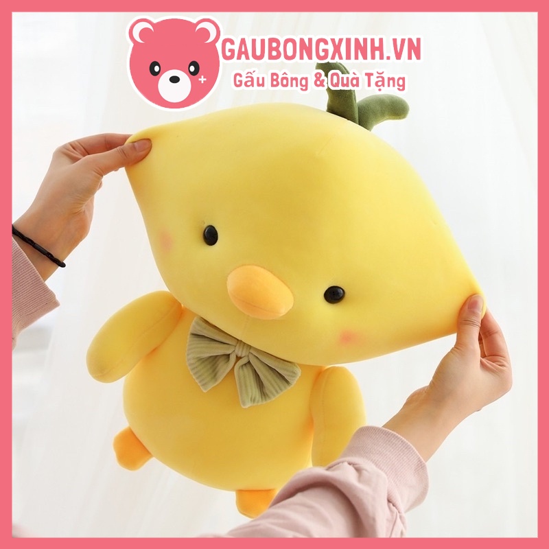 Gấu Bông Gà Vàng đeo nơ cute cao cấp đủ size, Quà tặng thú nhồi bông co giãn mềm mịn siêu dễ thương cho bé