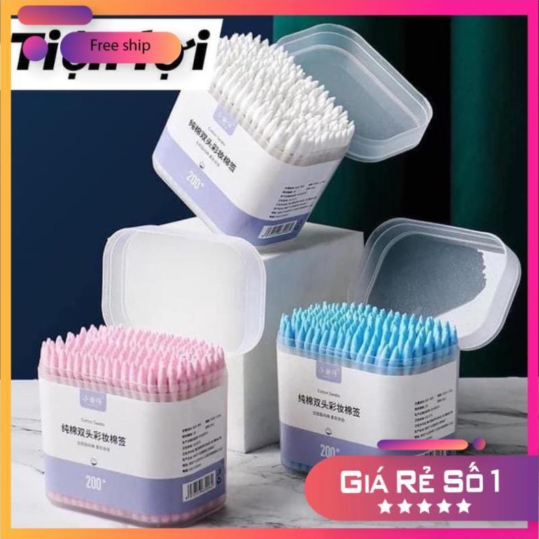 [FREESHIP] Hộp 200 Chiếc Tăm Bông Ngoáy Tai 2 Đầu