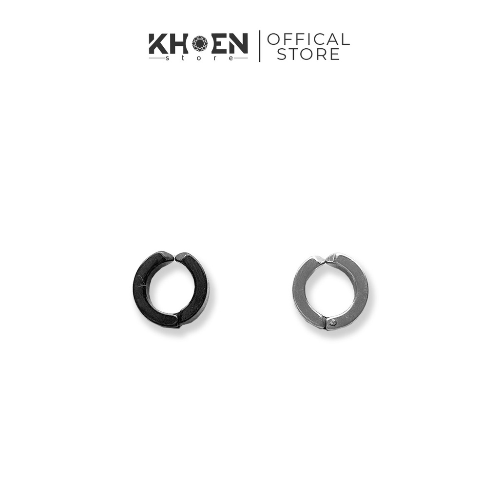 (1 Chiếc) Khuyên tai tròn dày 8MM đen và bạc dạng kẹp (không xỏ) thép không gỉ - Khoen Store