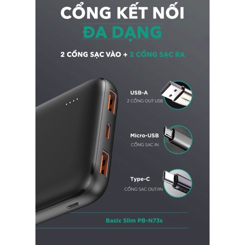 [SẠC NHANH 18W] Sạc dự phòng Aukey PB-N73S 10.000mAh Slim siêu mỏng, sạc nhanh PD và QC 3.0 max 18w