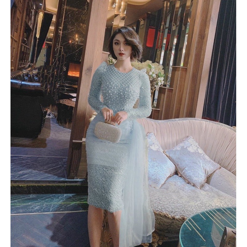 ĐẦM BODY REN LƯỚI LỖ KIM TUYẾN KẾT NGỌC