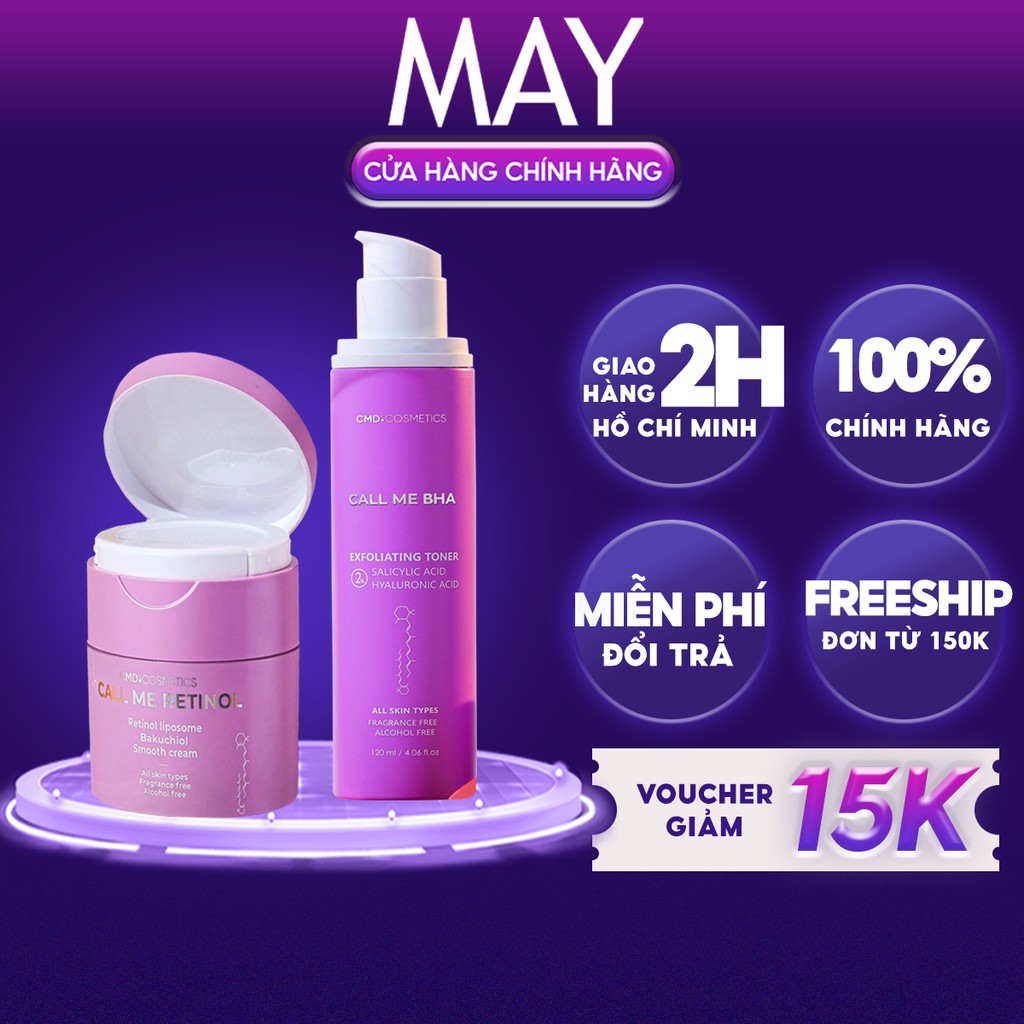 Bộ Kem Dưỡng & Toner CMD COSMETICS Tẩy Tế Bào Chết Hóa Học, Chống Lão Hóa 170ML(Call Me Retinol-Call Me BHA-Call Me Duy)