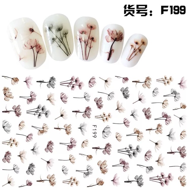 Sticker hình hoa 3d dán móng trang trí nail đẹp