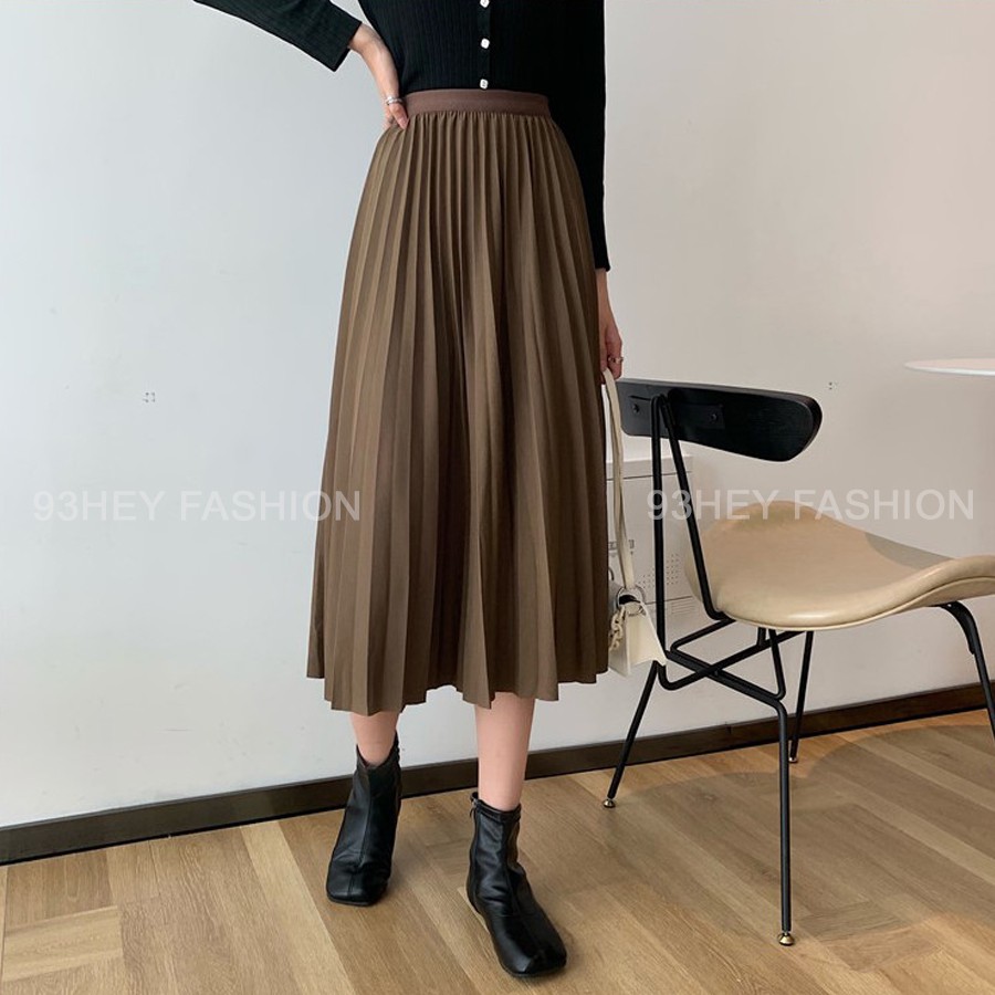 Chân Váy Xếp Ly Dáng Dài Cạp Chun Không Nhũ Bóng Hàng Đẹp Quảng Châu 93HEY CV02 | BigBuy360 - bigbuy360.vn