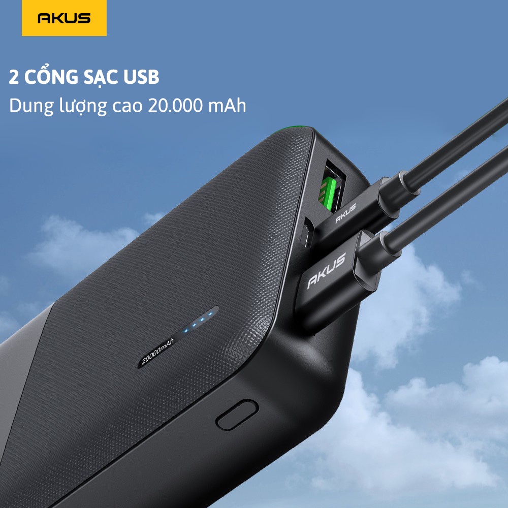 Sạc dự phòng 20000 mAh Akus C20 - Hàng chính hãng - Bảo hành 12 tháng