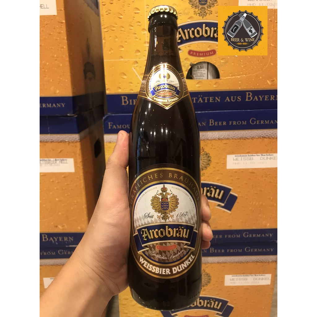 [MUA TẠI ĐÀ NẴNG - FREE SHIP] Bia Arcobräu Weissbier Dunkel 5,3% – Chai 500ml – Thùng 20 chai