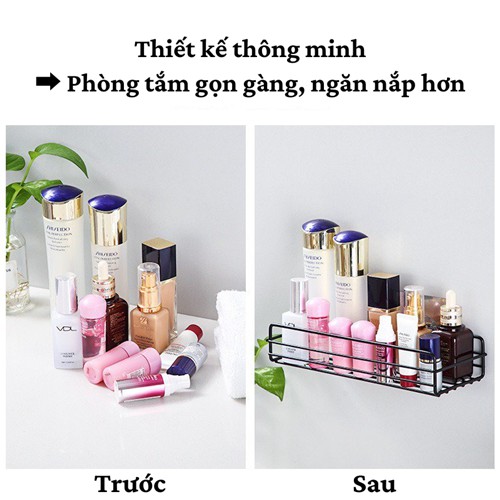 [Kèm miếng dán] Kệ để đồ nhà tắm  Giá đựng đồ phòng tắm nhà vệ sinh dán tường đa năng cao cấp thép tĩnh điện tiện lợi